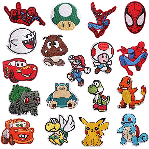 Spiderman Parches Ropa Termoadhesivos 18pcs Parches Ropa Niños Termoadhesivos DIY Coser o Planchar En Los Parches Apliques Para Ropa Camiseta Jeans Sombrero Pantalon Bolsas