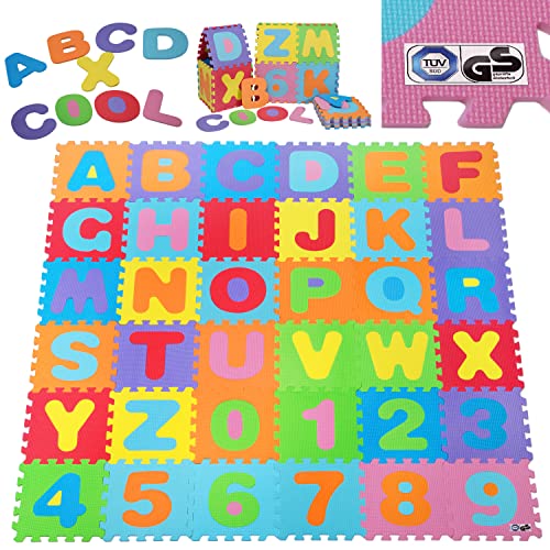 Spielwerk Alfombra Juego Puzzle Infantil 190x190cm Modelo 2021 36 Piezas Letras Números Suelo Goma Eva