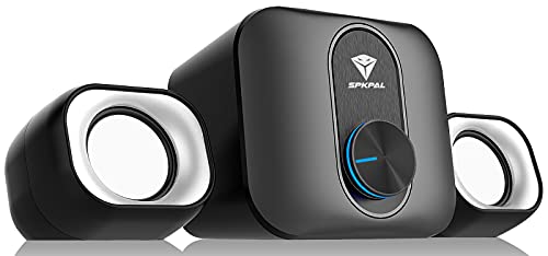 SPKPAL 2.1 Mini altavoces de PC con subwoofer,Sistema de Altavoces Estéreo Multimedia estéreo de con Alimentación USB con auxiliar de 3,5mm para Computadora Portátil,Escritorio, Monitor, Proyector,11W