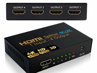 Splitter HDMI, 4 Salidas NIERBO HDMI Duplicator Compatible con 4K 3D 1080p 1 Entrada x 4 Salidas Distribuidor HDMI 1 x 4 para PS4 PS3 Xbox y más Dispositivos HDMI