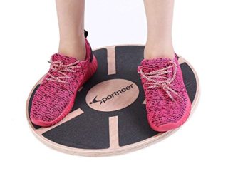 Sportneer - Plataforma de equilibrio profesional de madera para ejercicio físico(Negro) 1PACK
