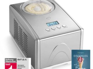 SPRINGLANE Máquina para hacer helados caseros EMMA, Ice cream maker, Heladera con compresor 1,5 l, recipiente extraíble y pantalla LCD + Libro de recetas