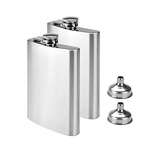 Srup 4 Piezas Petaca Portátil con Embudo, Licor Alcohol con Tapón de Rosca, Petacas de Acero Inoxidable de Rosca, para Escalada, Camping, Barbacoa, Bar, Fiesta