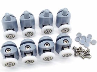 SSyang 8 Piezas Polea para mampara de ducha Ruedas Rodamientos para raíles para Puertas Correderas para puerta corredera de cristal baño(4 Rodillos Superiores + 4 Rodillos Inferiores)