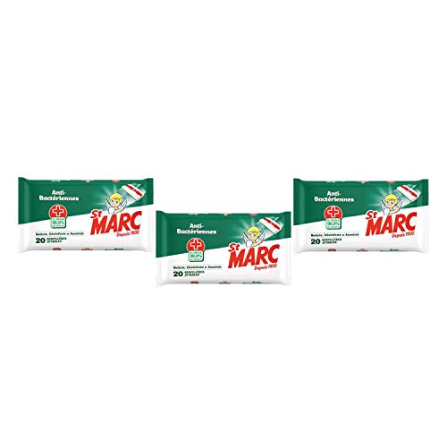St Marc Bayetas desechables impregnadas, antibacterianas, 20 unidades, lote de 3
