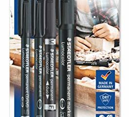 Staedtler Lumocolor permanent 60 BK Juego de rotuladores permanentes con diferentes puntas, 4 unidades en blíster