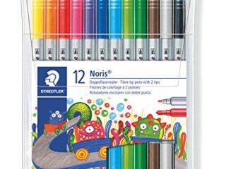 Staedtler Rotuladores de trazo doble. Noris Club. Colores brillantes y surtidos. Estuche con 12 marcadores. 320 NWP12