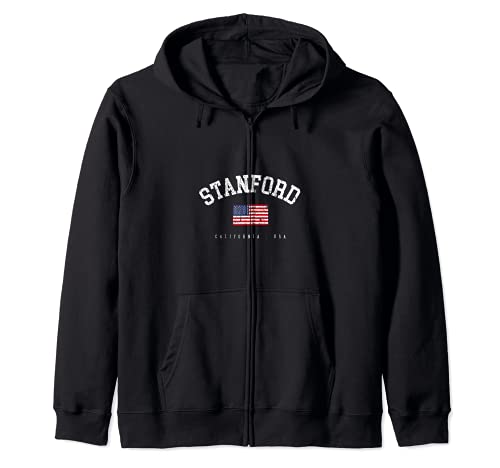 Stanford CA Bandera Americana Retro Nombre de la ciudad de Estados Unidos Sudadera con Capucha