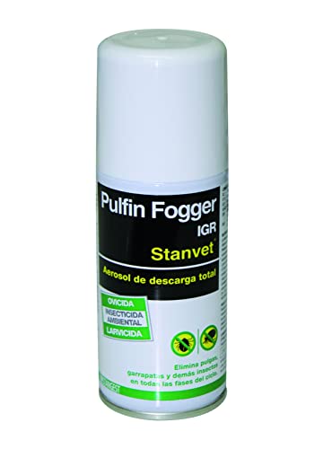 STANGEST Pulfin Fogger | Insecticida de Descarga Total | Larvicida y Ovicida | Acaba con Pulgas, Garrapatas, Cucarachas y Otros Insectos | Aerosol de Entorno Doméstico | 150 ml