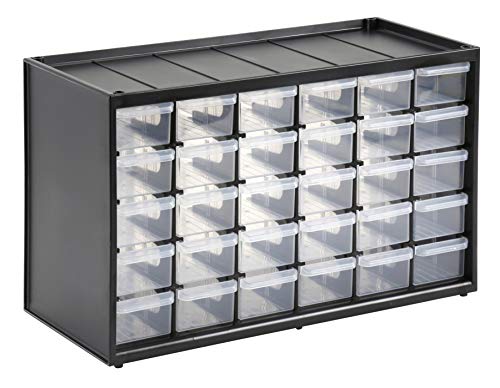 Stanley 1-93-980 - Organizador de 5 niveles de 30 cajones, Marco de polipropileno de alta densidad, Cajones blandos transparentes y a prueba de golpes, Apilable, 36.5 x 15.5 x 22.5 cm, Multicolor