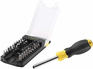 STANLEY STHT0-70885 - Destornillador multipuntas, Incluye 34 puntas y organizador de puntas, Mango bimaterial, Cabeza magnética, Diseño compacto