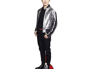 STAR CUTOUTS CS746 - Figura de cartón a tamaño real con figura de escritorio de regalo de Park Ji-min (Jimin), chaqueta plateada, Bangtan Boys, multicolor