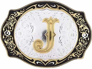 STARBRILLIANT Hebilla De Cinturón Occidental De La A a La Z De La Letra Inicial Del Vaquero De La Moda De La Vendimia Hebilla(J)