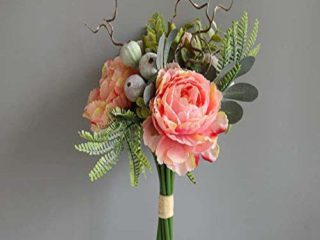 StarLifey Silk Peony Flores Artificiales Ramo de Novia Higo Bayas Hojas Toque Real Arreglos de hortensias Ramos de Boda Centros de Mesa Fiesta en casa Decoración Floral
