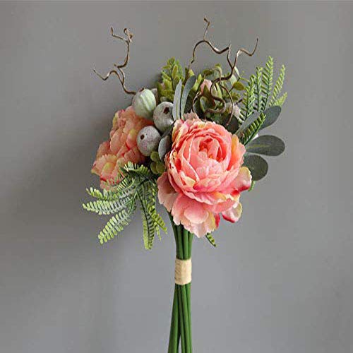 StarLifey Silk Peony Flores Artificiales Ramo de Novia Higo Bayas Hojas Toque Real Arreglos de hortensias Ramos de Boda Centros de Mesa Fiesta en casa Decoración Floral
