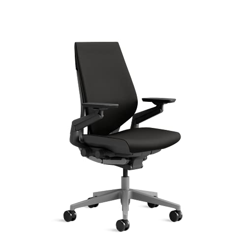 Steelcase Gesture Silla de Oficina Ergonómica con Altura, Soporte Lumbar y Brazos Ajustables, Mecanismo reclinable y tapicería cómoda en Tejido Negro