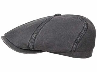 Stetson Brooklin Old Cotton Flatcap Hombre - Gorra Plana en Look Desgastado - Gorra con protección UV 40 - Gorra Plana con algodón - Gorra Plana Primavera/Verano - Gorra de Hombre Negro L (58-59 cm)