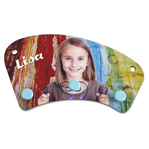 Sticker Design Shop Perchero de pared infantil con nombre impreso personalizable, personalizable, personalizable, con foto, motivos, texto
