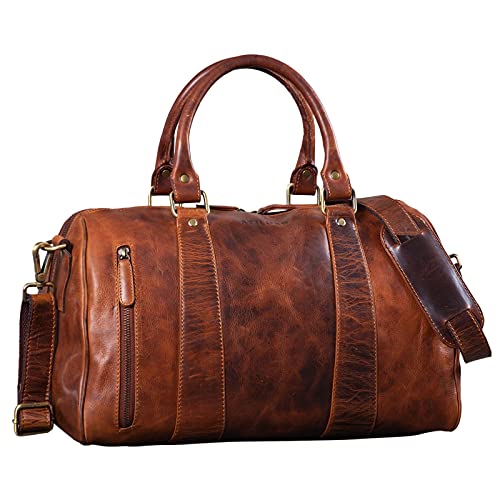 STILORD 'Keanu' Bolsa de Viaje Cuero Hombre Vintage Maleta de Mano Deporte Bolso para Equipaje de Cabina de de Piel auténtico, Color:Kara - Cognac