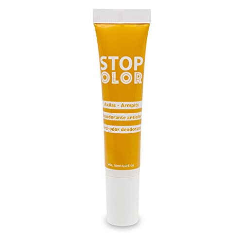 Stop Olor. Desodorante Antiolor. Eficacia de entre 2 y 7 días. Ingredientes naturales que protegen tu piel. 0% Alcohol. Vegano. Cosmética Natural fabricada en España. 15 ml. Premios Innovación e I+D