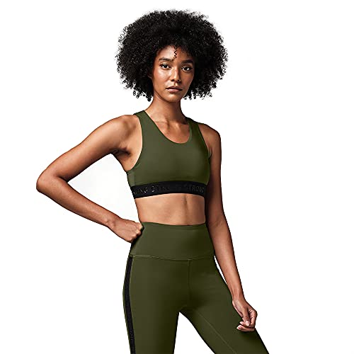 STRONG by Zumba Strong ID Active Fitness Women Sports Bra Activewear High Impact Workout Tops, Moss Jacquard, XS Women's