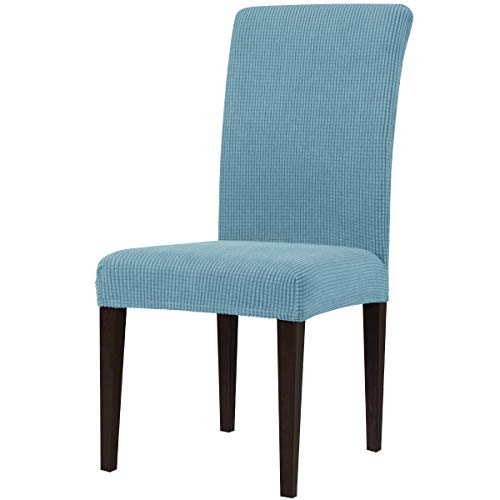 subrtex Funda de Silla Poliéster Elástica Cubierta de Asiento Forro de Silla Doméstico Comedor (Pack de 4, Azul Claro)