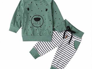 Sudadera para bebé Oso de Dibujos Animados Camiseta de Manga Larga Pantalones Traje Conjunto de Ropa de Basculador