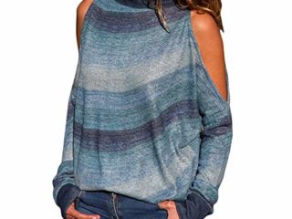 Sudadera para Mujer,Moda Manga Larga Casual Fuera del Hombro Sudaderas Cortos Cuello Redondo Jersey Mujer Otoño Primavera Blusa Tops Tumblr Suéter Mujer Abrigo Deportiva vpass (Azul1, L)