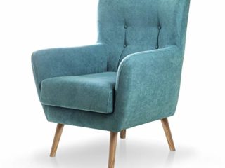 SUENOSZZZ-ESPECIALISTAS DEL DESCANSO Butaca nórdica Izan de una Plaza, sillón tapizado en Tela Antimanchas Color Turquesa