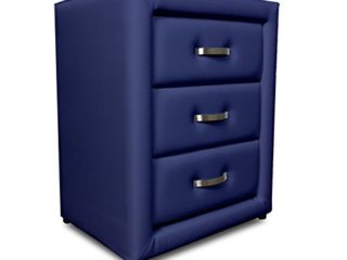 SUENOSZZZ-ESPECIALISTAS DEL DESCANSO Mesita de Noche Auxiliar para Dormitorio con 3 cajones, tapizada en Polipiel de Color Azul
