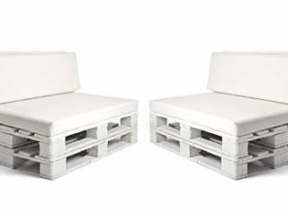 SUENOSZZZ-ESPECIALISTAS DEL DESCANSO Pack 2 Asientos y respaldos para Sofas de palets, Cojines Chill out Rellenos con Espuma y enfundados en Polipiel Color Blanco