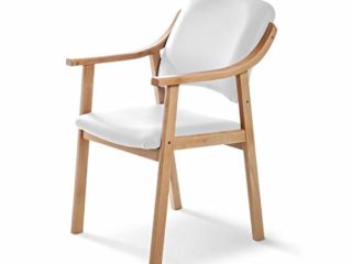 SUENOSZZZ-ESPECIALISTAS DEL DESCANSO Sillón Butaca con Brazos de Madera, Sillón Tapizado Color Blanco, Sillas de Comedor, Sillas Geriatricas