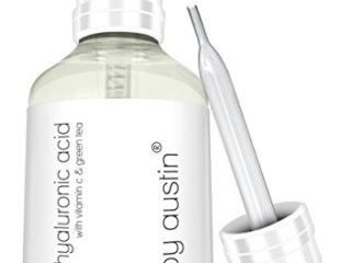 Suero de Ácido Hialurónico para la Piel - ENORME 60ml - Vegano, Cruelty-Free, Orgánico - Mejor Hidratante de Ácido Hialurónico Puro para Rostro con Vitamina C, Té Verde, Vitamina E y Aceite de Jojoba