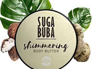 SugaBuba Mantequilla Corporal Brillante de Lujo con Manteca de Karité Orgánica y Trufa Blanca | Crema Hidratante y Brillante para el Cuerpo, Natural y Amigable con los Veganos | Brillo Dorado 250 ml