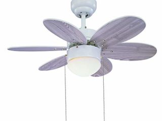 Sulion Vt. 30" 6P Blanco/Pino Lavado Rainbow - Ventilador de 76cm diámetro, color Blanco/Pino Lavado Rainbow