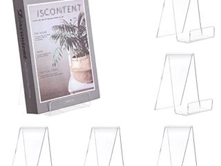 SUMTree 6 soportes de libro con reborde de caballete, portalibros acrílicos, soporte para romaníes, folletos, magazinas, prensa de libros (10 cm)