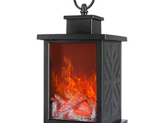 Sunfry Chimenea Lámpara LED Colgante Efecto de llama Luces de registro Linterna de fuego de carbono realista Linterna vintage Funciona con pilas para decoración de interiores Adornos navideños