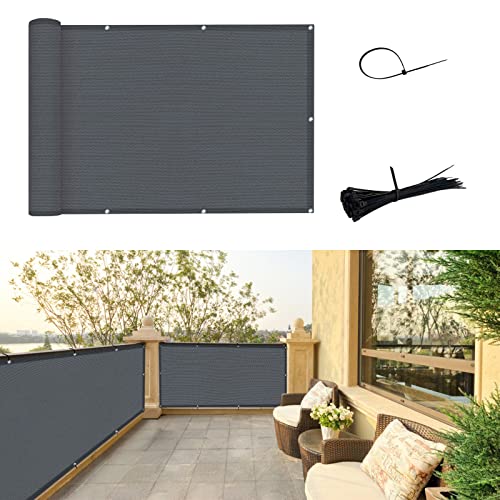 SUNNY GUARD Pantalla para Balcón Jardín Protección de Privacidad HDPE Protección UV, Resistente al Viento, con Ataduras de Cables, 75×300cm Antracita