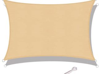 SUNNY GUARD Toldo Vela de Sombra Rectangular 3x4m HDPE Transpirable protección UV para Patio, Exteriores, Jardín, Color Arena