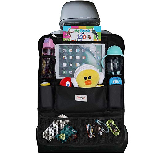 SURDOCA Organizadores para coche, Organizador Asiento Coche, 4 de la generación Organizador Coche niños, Ajuste con [10.5 & 9.7 & 7.9 iPad] Organizador Asiento. Negro,1pc