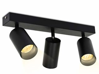 SWANEW Lámpara De Techo, 3 llamas 4W Giratorios GU10 Focos, Negro 3000K Luz de Techo Para Pasillos, Comedores, Dormitorios(Con Bombilla)
