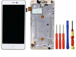 Swark Display LCD para Bq Aquaris u Plus Blanco Pantalla tactil Digitizer Assembly Glas + Marco + Herramientas