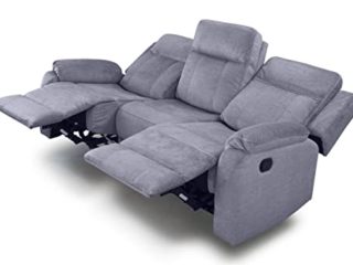 SWEET SOFA®- Sofá Relax 3 plazas REIMON, sofá reclinable en 2 Extremos, 1 Fijo Central, Apertura por Palanca. (Gris)