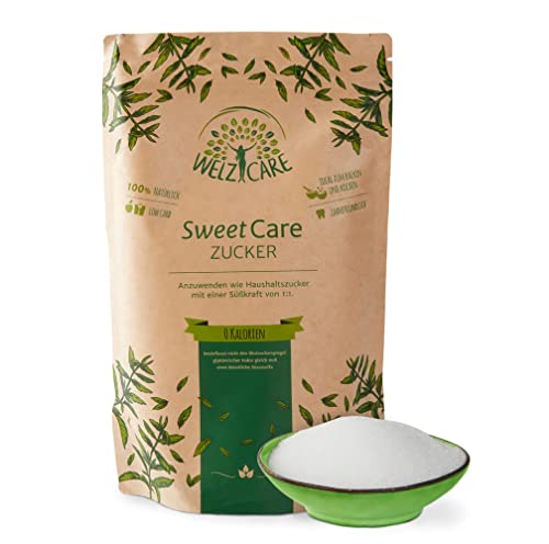 SweetCare Premium – 1 kg – sustituto del azúcar – 100% vegano – sin calorías – bajo en carbohidratos – con eritritol y Stevia – Fabricado en Alemania