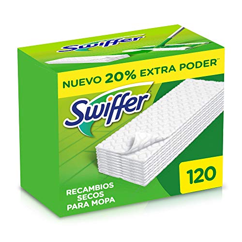 Swiffer Mopa, 120 Recambios Secos, Ideales para Suelos de Madera, Cerámica y Vinilo