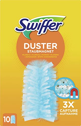 Swiffer Plumero Atrapapolvo, 10 Recambios + Swiffer Plumero Teslescópico Extensible Kit con 1 Mango Y 2 Recambios