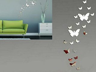 SwirlColor Mariposas Espejos Pared Decorativos, 30 Pezzi Mariposas Pegatina de Pared Acrílico Plata 3D Mariposas Decoracion Pared Salon, Dormitorio, Oficina