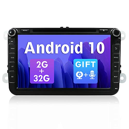 SXAUTO Android 10 Autoradio Car Stereo para Volkswagen VW Seat/Skoda/Polo/Passat /Golf/Fabia - [2G+32G] - Gratis Cámara Canbus Micrófono - GPS 2 DIN - Soporte Dab 4G WiFi BT5.0 Carpaly SWC - 8 Pulgada