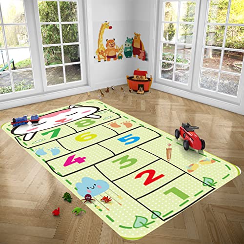 SXFYWYM Alfombra De Rayuela para Niños, Alfombra De Rayuela, Alfombra Suave para Niños, Juego De Gatear, Alfombra Rectangular, Decoración del Hogar, Alfombra Esponjosa para Dormitorio