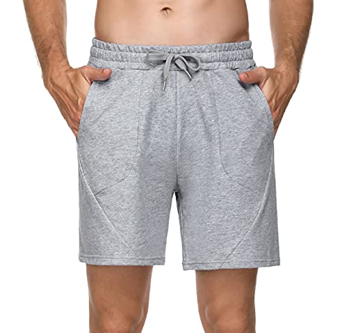 Sykooria Pantalon Corto Hombre Deporte, 100% Algodón Shorts Deportivos Hombre con 4 Bolsillos, Ligero Transpirable Atletismo Shorts para Baloncesto, Jogging, Gimnasio y Trabajos